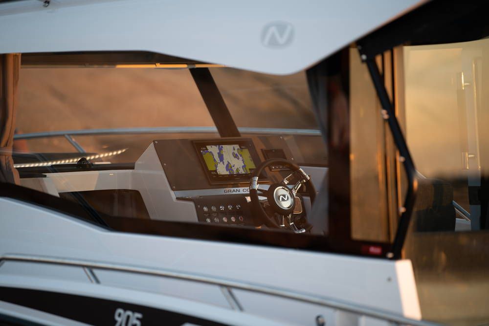 Nordkapp Gran Coupe 905 cabin at sunset