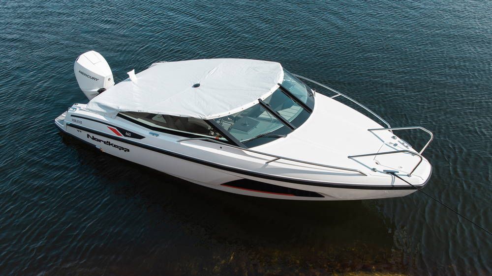 Nordkapp Noblesse 660 with protective white cover